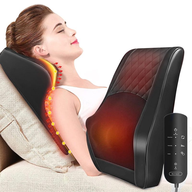 Back Neck Shoulder Leg Massager Pillow with Heat, Deep Tissue 3D Kneading for Pain Relief, Shiatsu Massage Cushion for Home Office Car Use