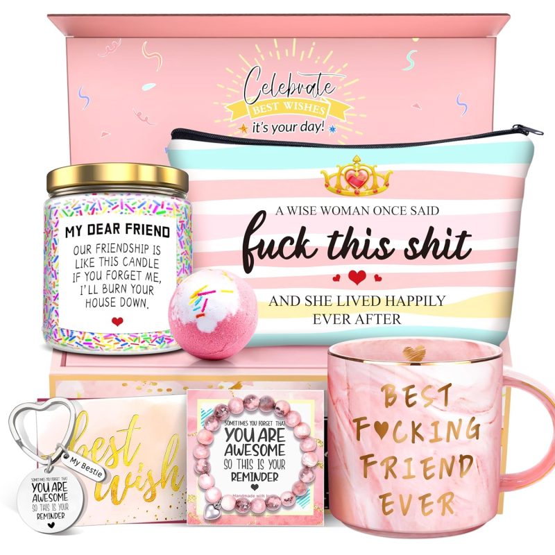 Friendship Gifts for Women - Scented Candle & Coffee Mug Gift Set for Friends, Sister, Bestie, Female Friends