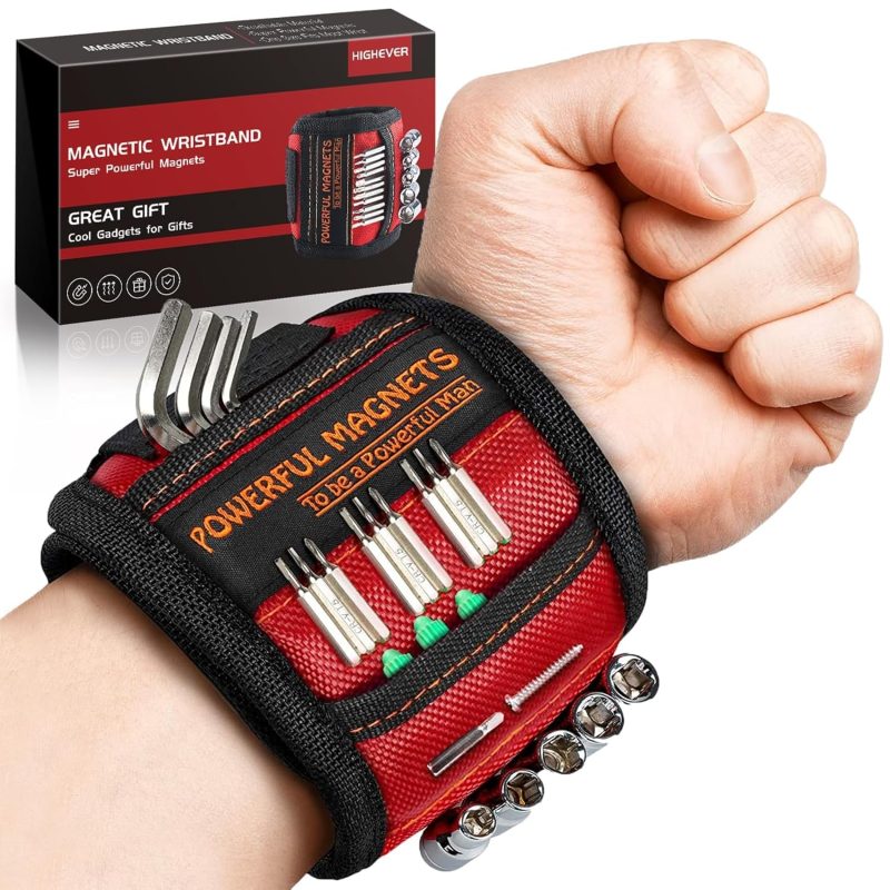 Magnetic Wristband for Screws, Nails - Tool Holder for Men, DIY, Home Improvement, Construction, Woodworking - Adjustable Magnetic Tool Belt